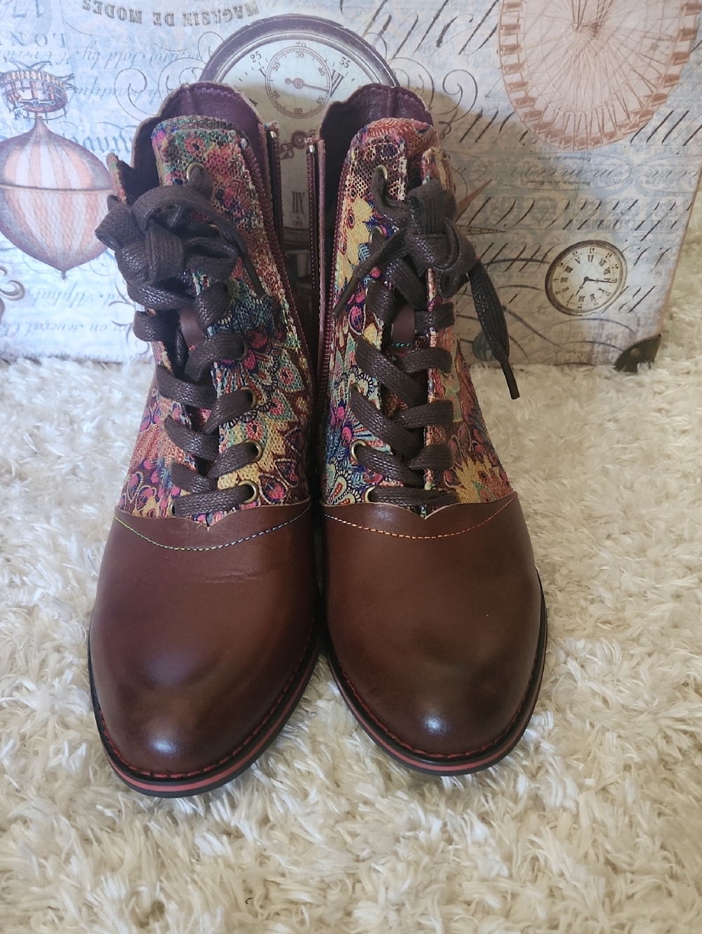 L'Artiste Benatar Ankle Boots for Women -Hand-Painted Western Booties